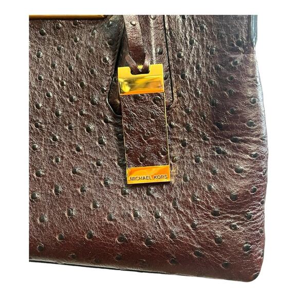 MICHAEL KORS Brown Ostrich Leather Crossbody or Satchel Includes Dust Bag NWOT - Picture 8 of 16